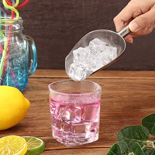 3 Packs 6 Ounce Stainless Steel Ice Scoop Metal Food Scoop Small Size for Kitchen Shop Popcorn Candy Coffee Beans