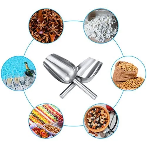 3 Packs 6 Ounce Stainless Steel Ice Scoop Metal Food Scoop Small Size for Kitchen Shop Popcorn Candy Coffee Beans