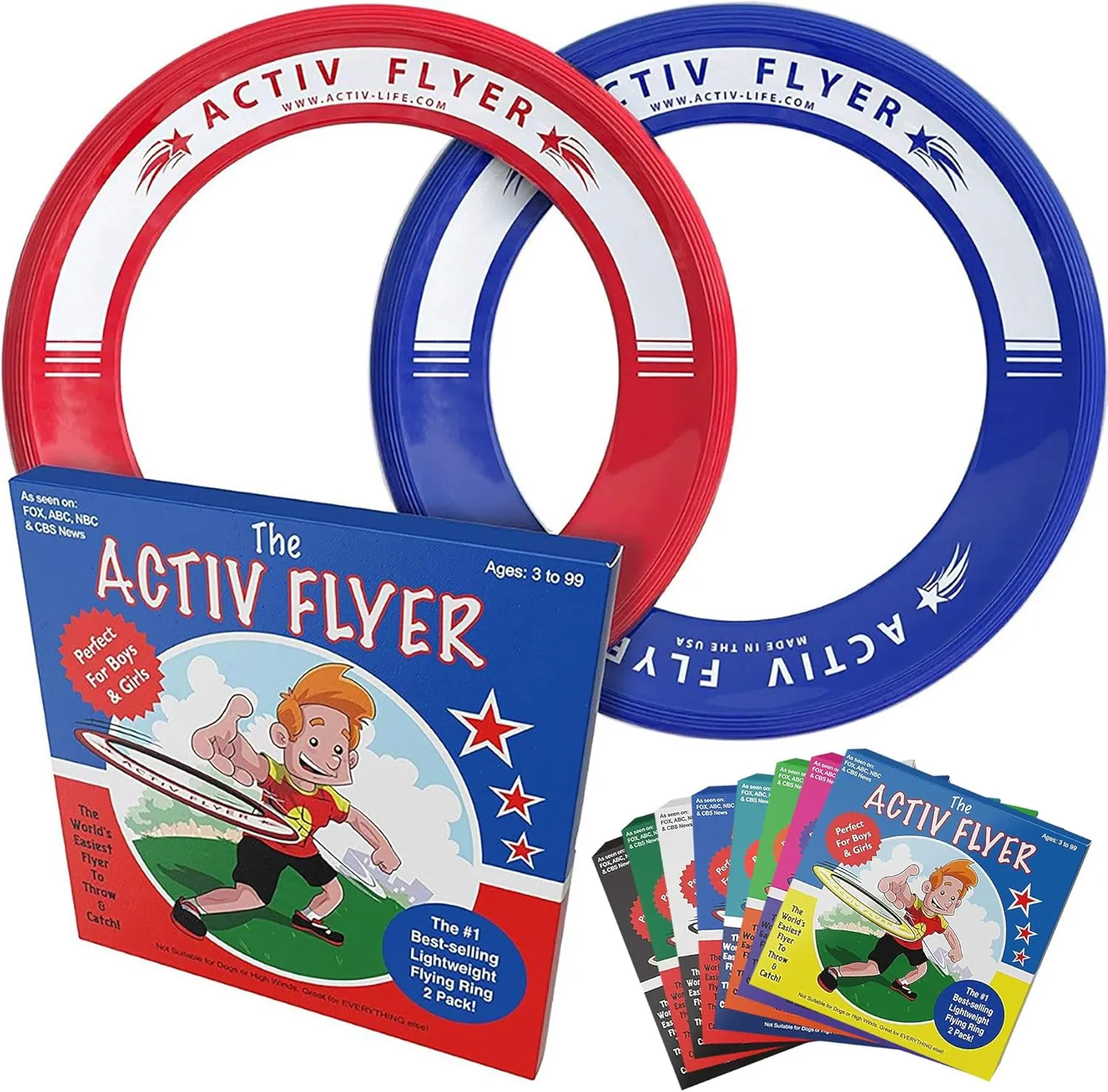 Activ Life Kids Flying Rings (2 Pack) They Fly Straight & Dont Hurt, 80% Lighter Than Standard Rings - Replace Screen Time with Healthy Family Fun - Get Outside & Play