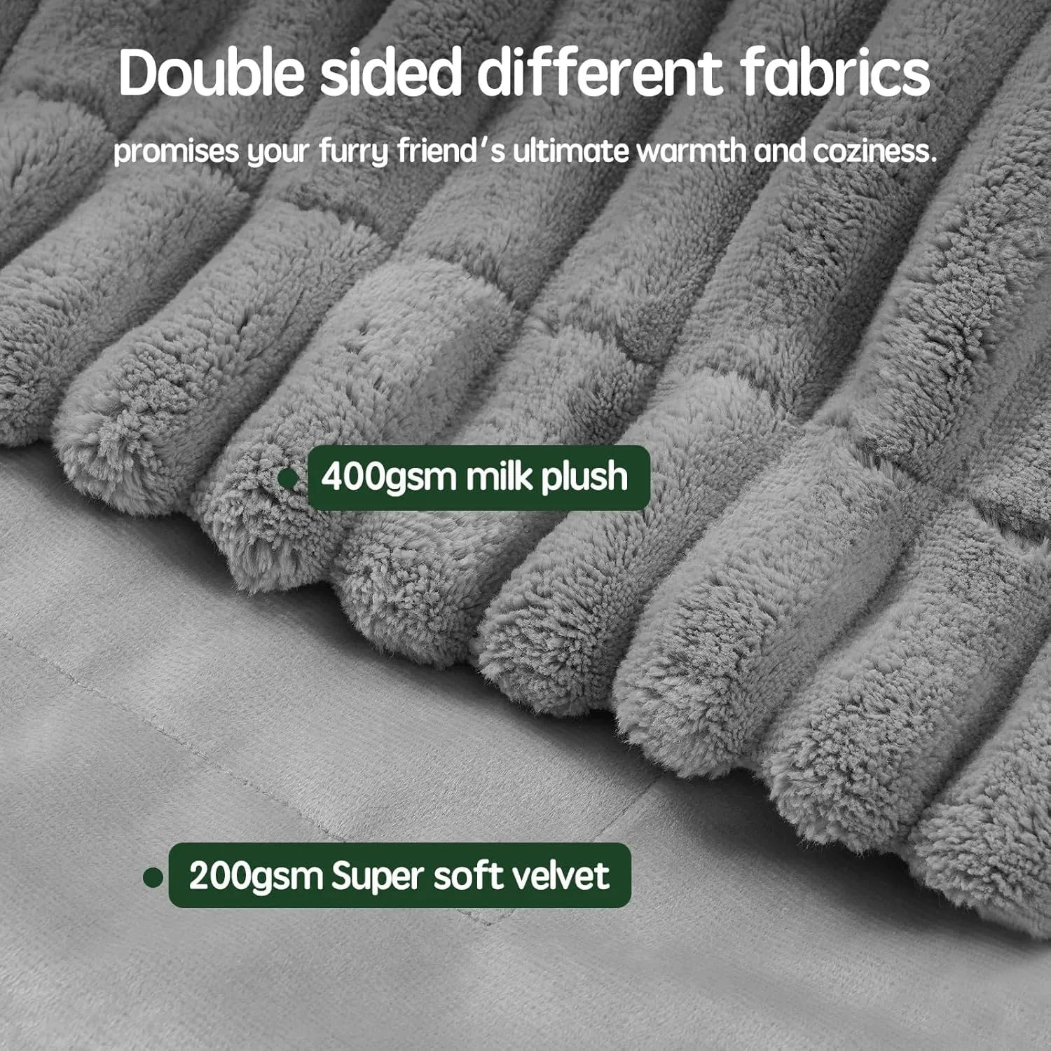 BALANCE Waterproof Blanket Natural Grey Dog Blanket for Small Dogs, Washable Double Sided Pet Blankets with Milk Plush and Super Soft Velvet, Pee Proof Calming Dog Blankets for Couch Protection