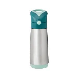 b.box Insulated Straw Sipper Drink Water Bottle 500ml Emerald Forest Green