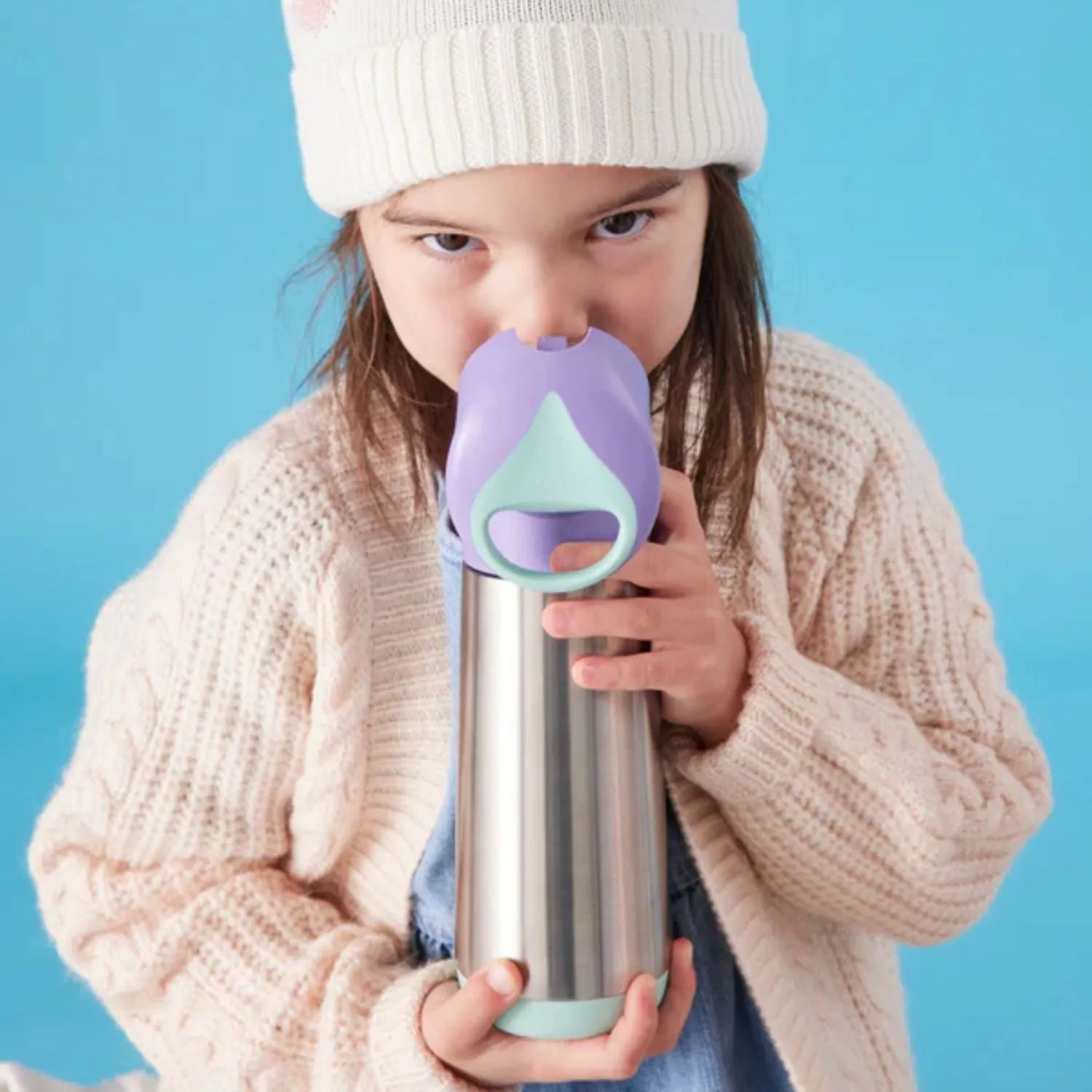 b.box Insulated Straw Sipper Drink Water Bottle 500ml Lilac Pop Purple