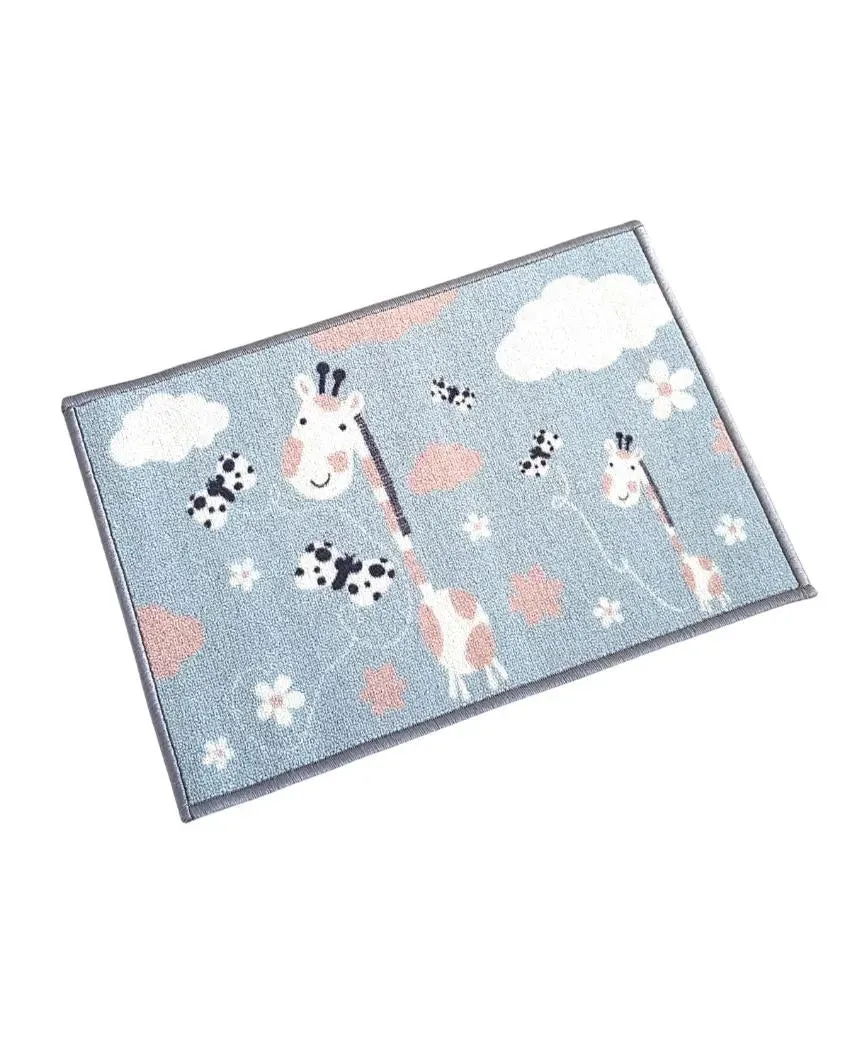Blue Animals Giraffe Anti-Slip Kids Multipurpose Door Mats | Set of 2 | 24 x 16 inches