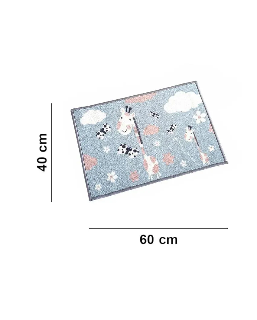 Blue Animals Giraffe Anti-Slip Kids Multipurpose Door Mats | Set of 2 | 24 x 16 inches