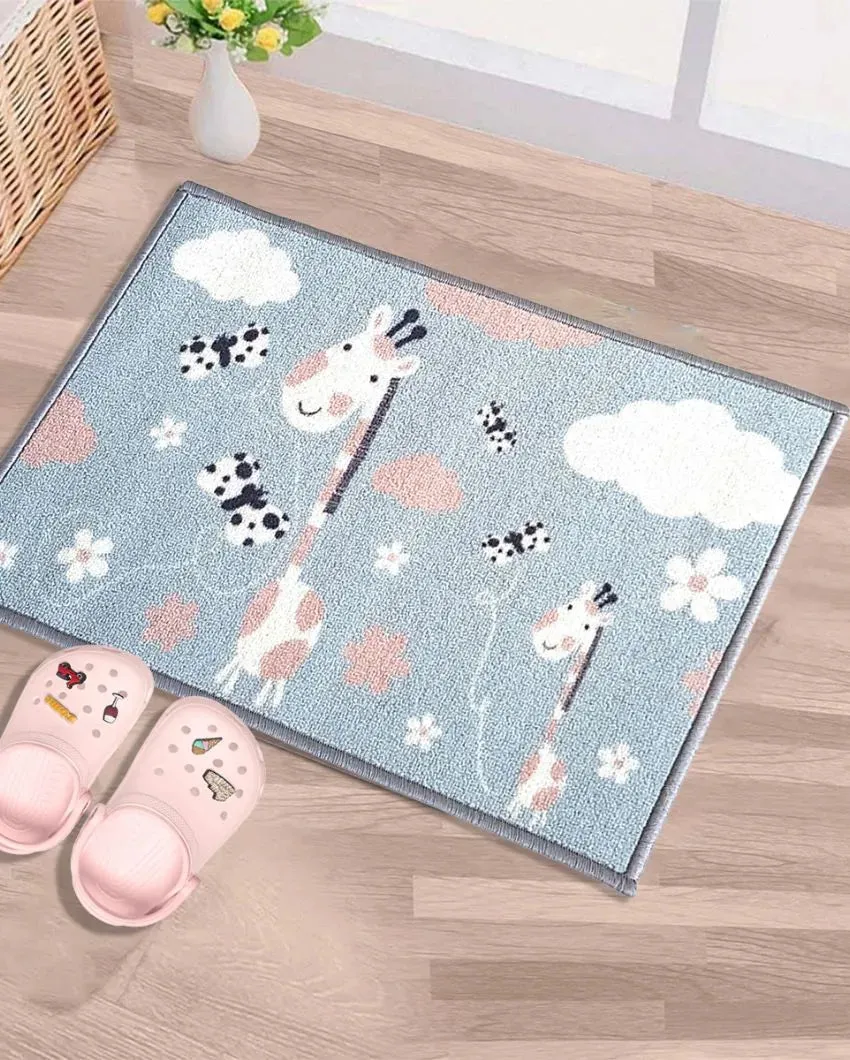 Blue Animals Giraffe Anti-Slip Kids Multipurpose Door Mats | Set of 2 | 24 x 16 inches