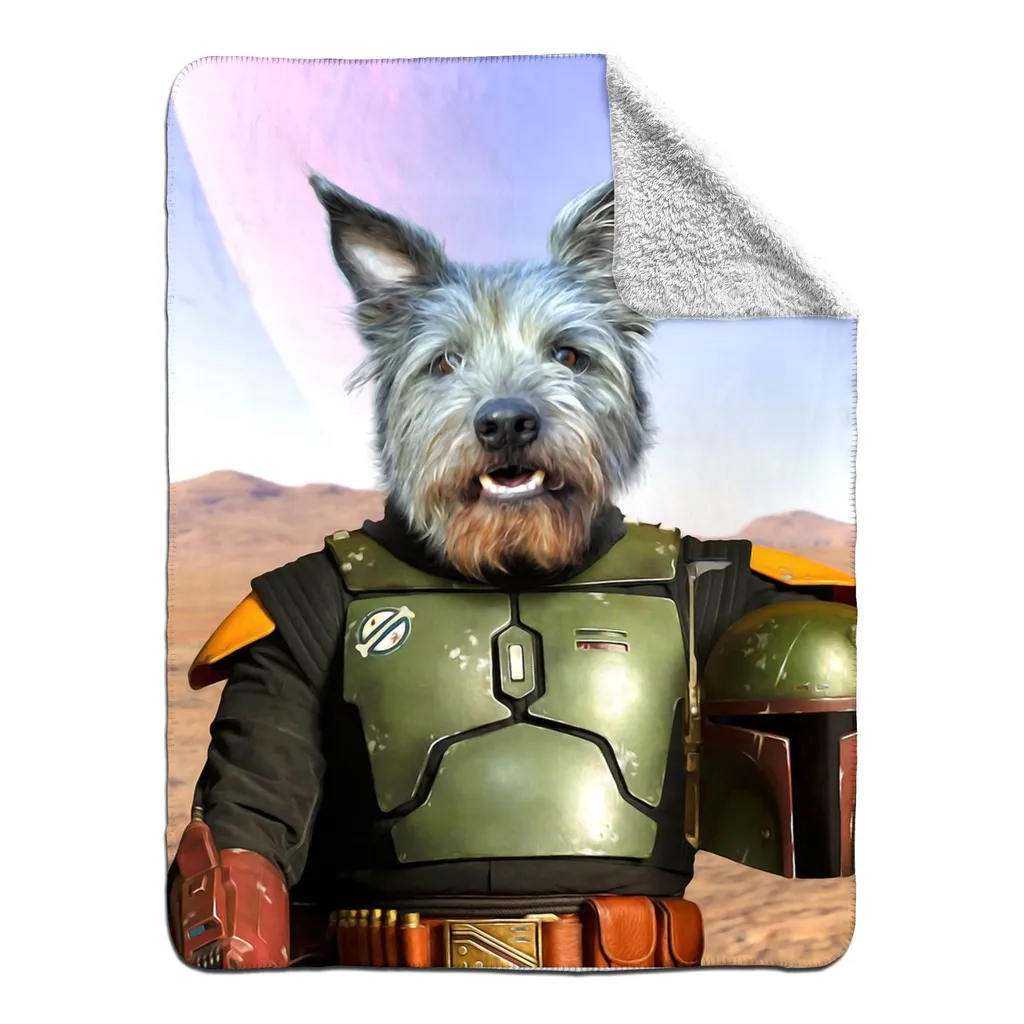 Bob & Fetch- Boba Fett & Star Wars Inspired Custom Pet Portrait Fleece Sherpa Blanket