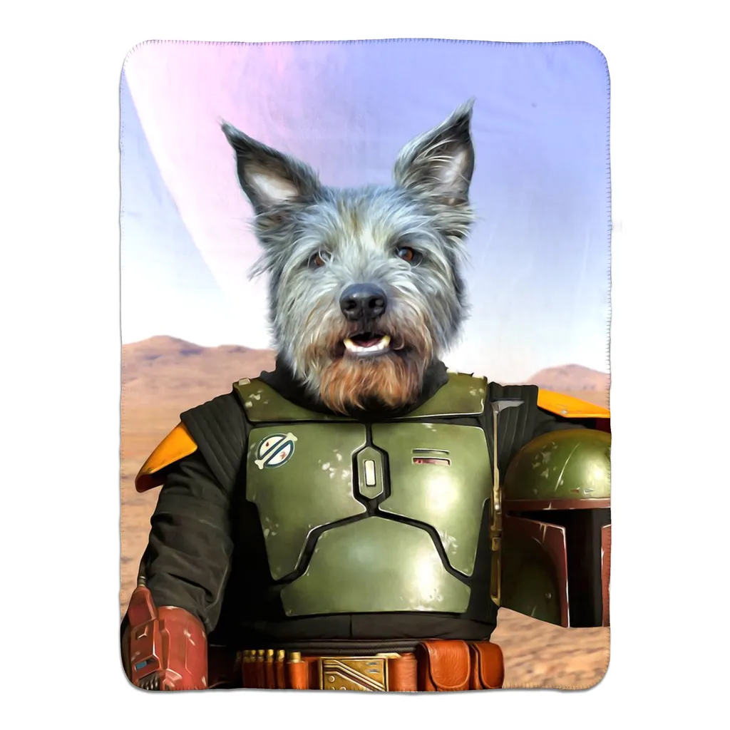 Bob & Fetch- Boba Fett & Star Wars Inspired Custom Pet Portrait Fleece Sherpa Blanket