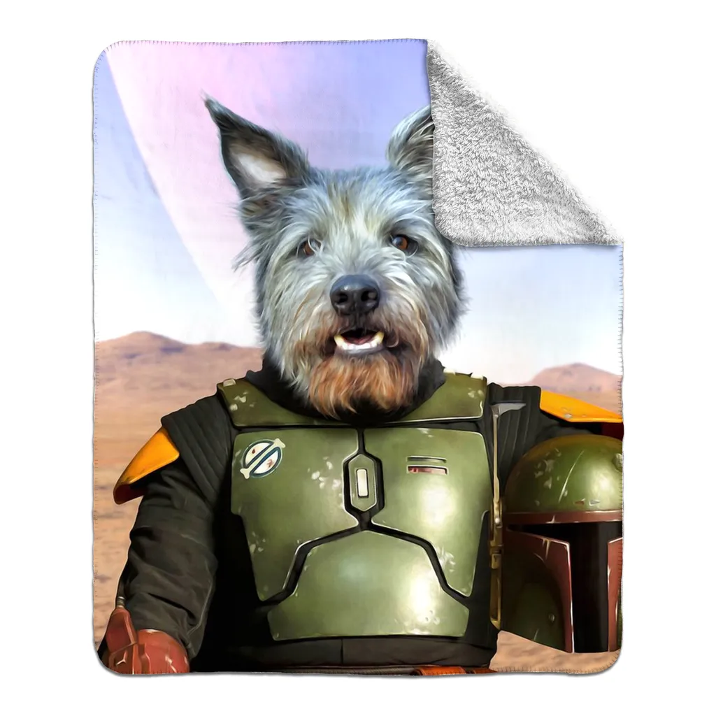 Bob & Fetch- Boba Fett & Star Wars Inspired Custom Pet Portrait Fleece Sherpa Blanket
