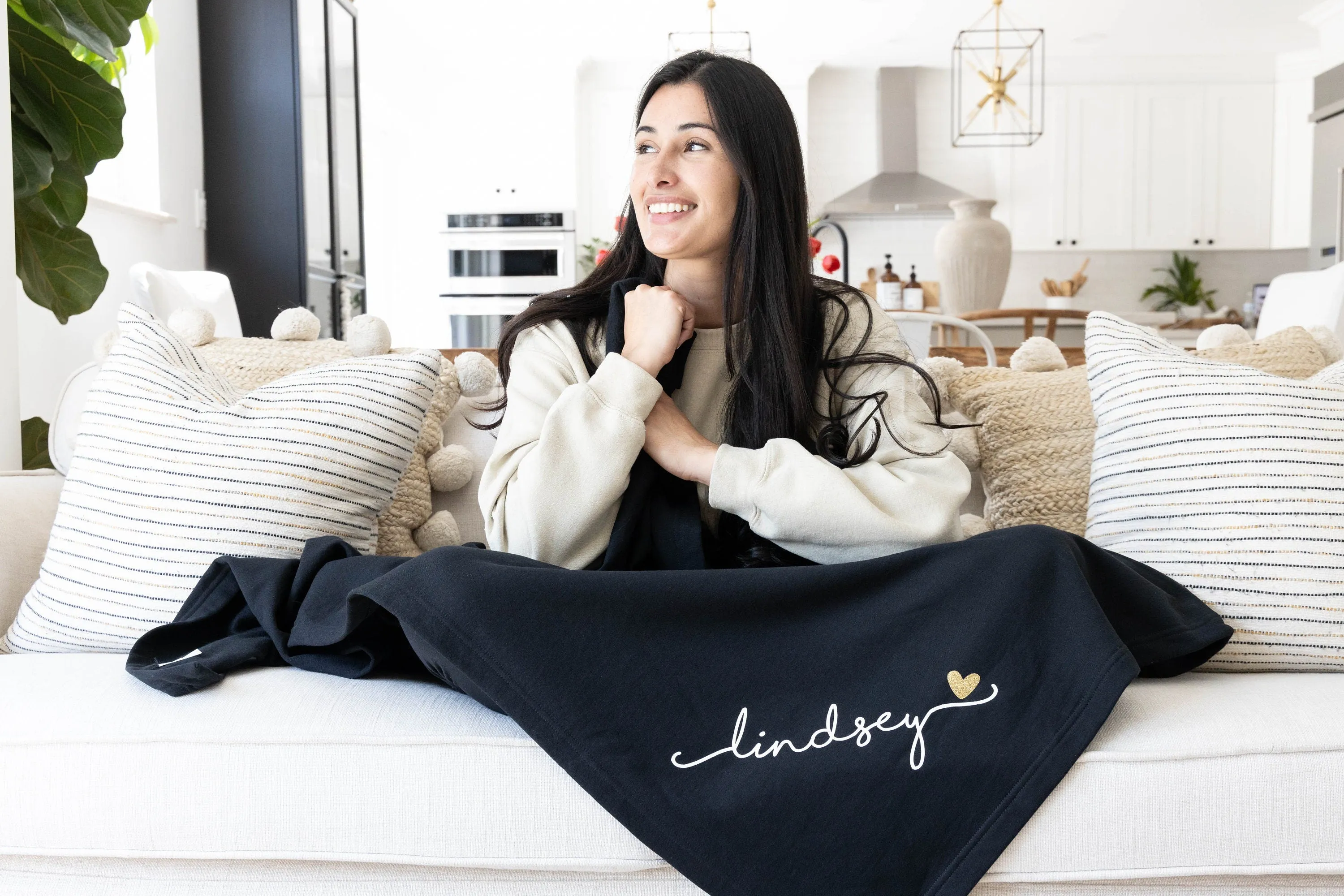 Custom Fleece Throw Blankets with Name | Personalized Sweatshirt Stadium Blanket for Sports