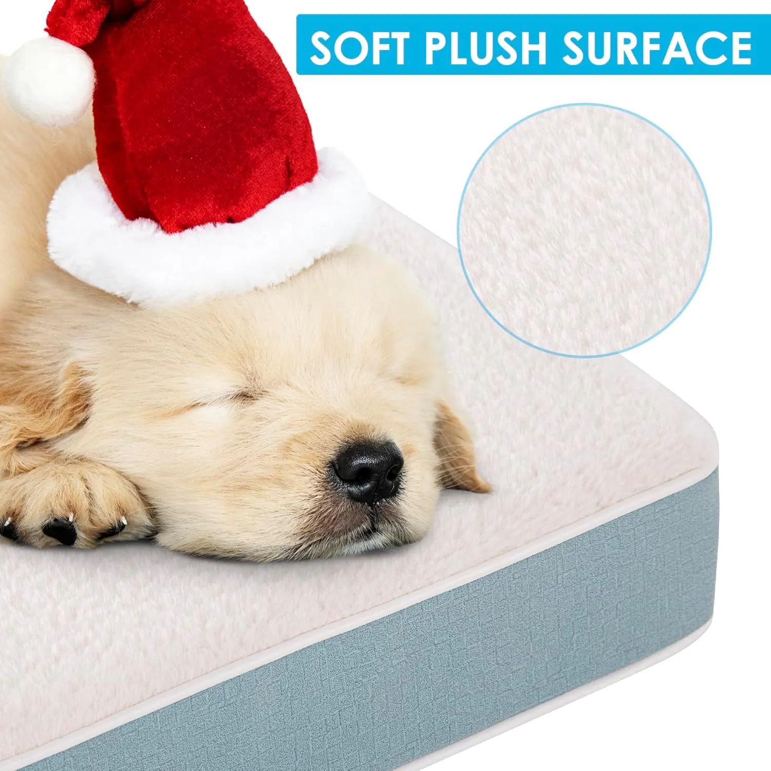 Dog Bed Covers Soft Plush Replacement Washable, Jumbo Extra Large Waterproof Dog Bed Cover with Zipper, Pet Bed Cover 47x29x4 Inches, Blue, Cover Only