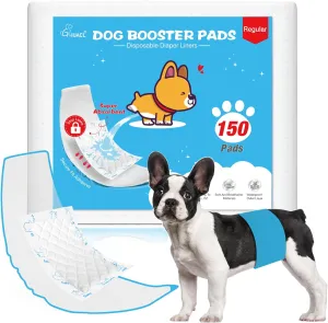 Dog Diaper Liners for Dog Diapers Male and Female 150ct Super Absorption Disposable Booster Pads for Most Reusable Pet Belly Bands, Washable Puppy Diapers Wraps