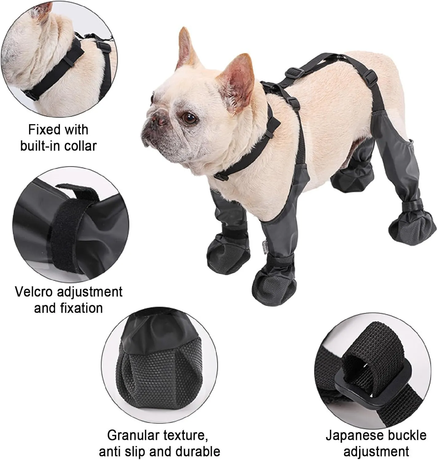 Dog Rain Boots Anti-Slip Dog Boots with Suspenders Waterproof Adjustable Dog Shoes Reflective Dog Boots & Paw Protectors for Medium Large Dogs Hiking, Rainy and Snowy Days (S)