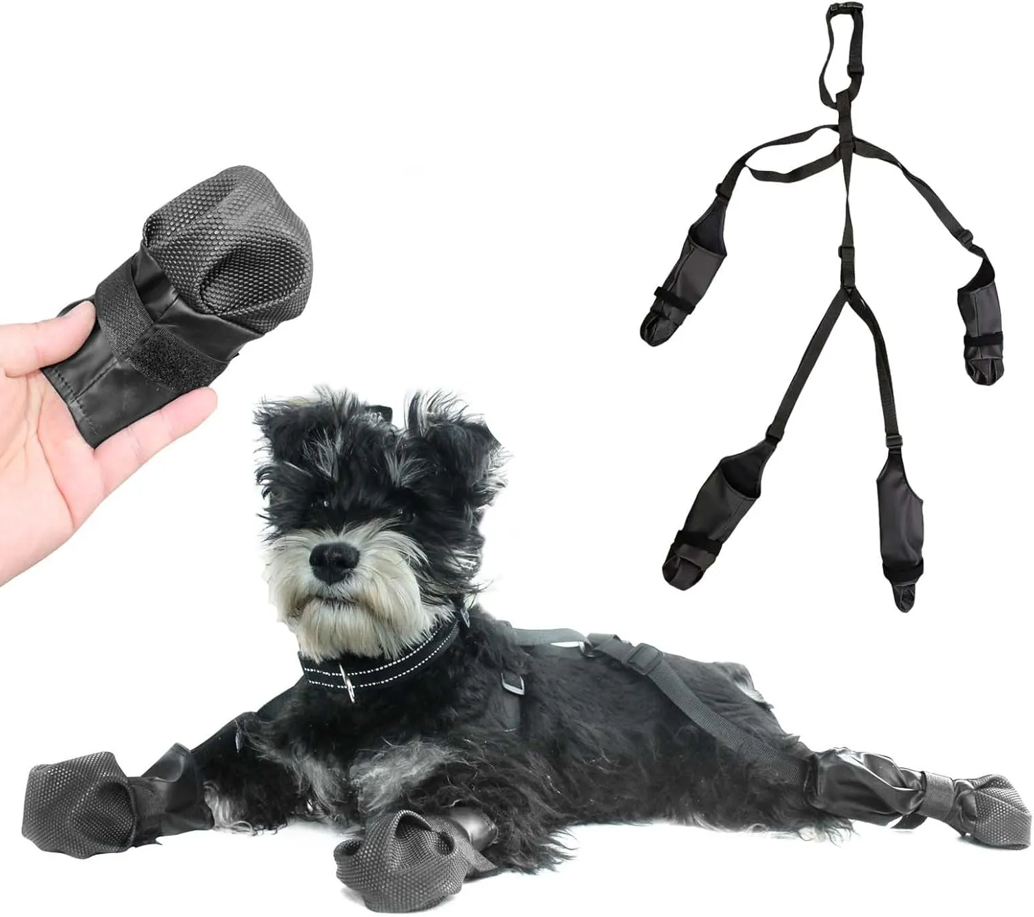 Dog Rain Boots Anti-Slip Dog Boots with Suspenders Waterproof Adjustable Dog Shoes Reflective Dog Boots & Paw Protectors for Medium Large Dogs Hiking, Rainy and Snowy Days (S)