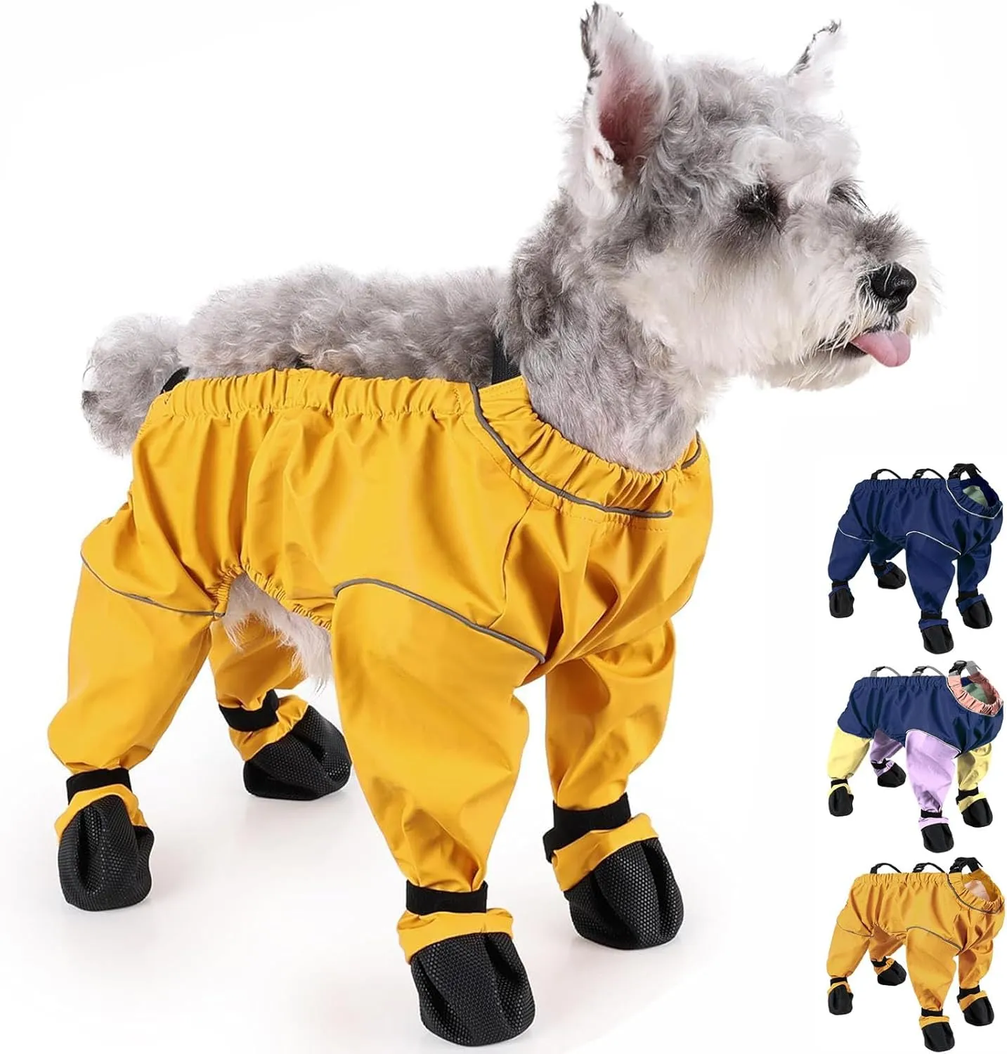 Dog Suspender Boots Waterproof Rain Booties Paw Protector Leggings Anti-Slip Dog Shoes Dogs Paw Protector Adjustable Boots with Auxiliary Strap Anti-Dirty Dogs Pants (Yellow,Large)
