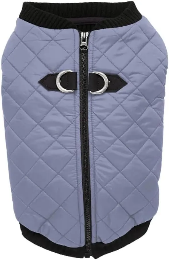 Gooby Fashion Vest Dog Jacket - Gray, X-Large - Warm Zip Up Bomber Vest with Dual D Ring Leash - Winter Water Resistant Small Dog Sweater
