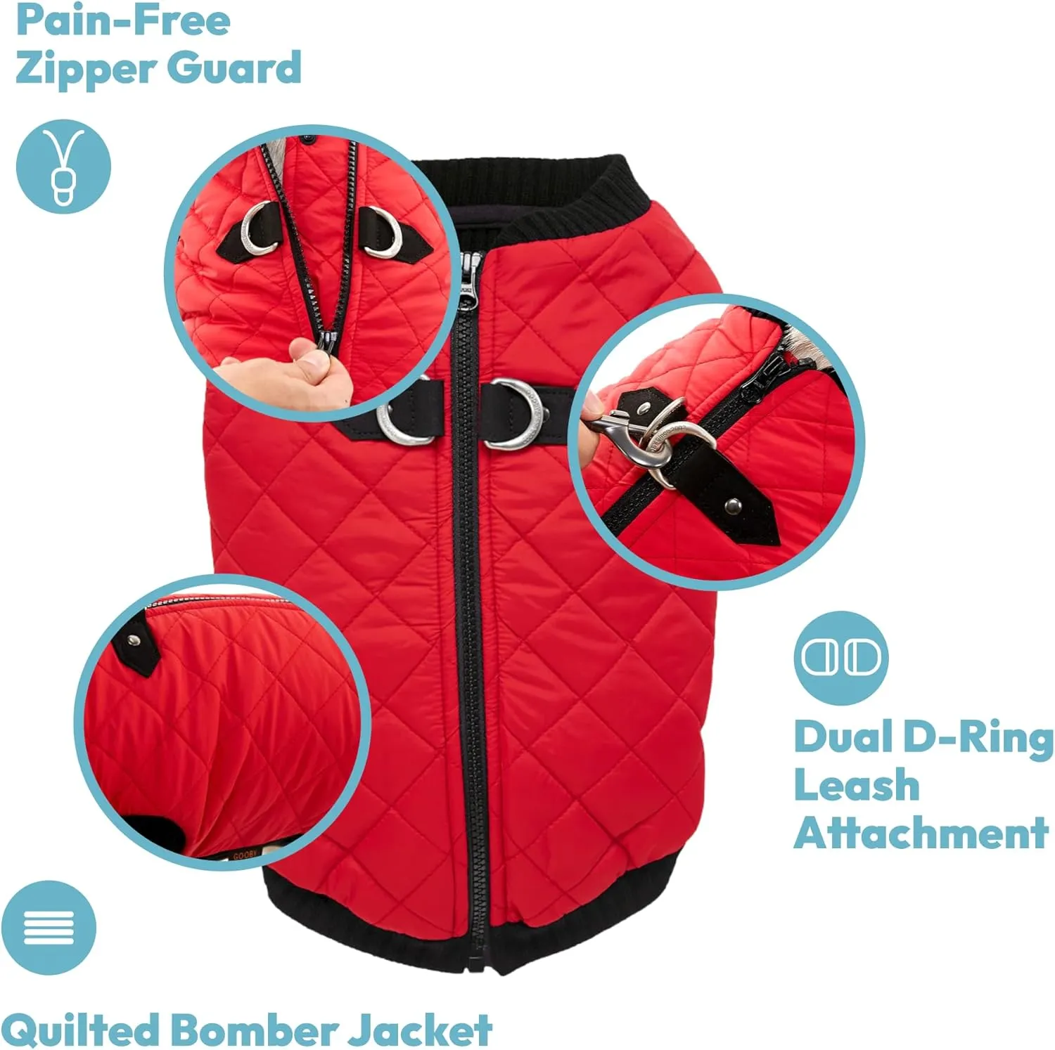 Gooby Fashion Vest Dog Jacket - Gray, X-Large - Warm Zip Up Bomber Vest with Dual D Ring Leash - Winter Water Resistant Small Dog Sweater