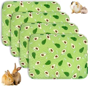 Hamiledyi 4 Pcs Guinea Pig Cage Liners 23.6"L x 17.7"W Washable Reusable Guinea Pig Pee Pads Anti Slip Breathable Small Animal Mats for Rabbits Bunnies Hamsters Rats Mice Chinchillas Ferrets (Green)