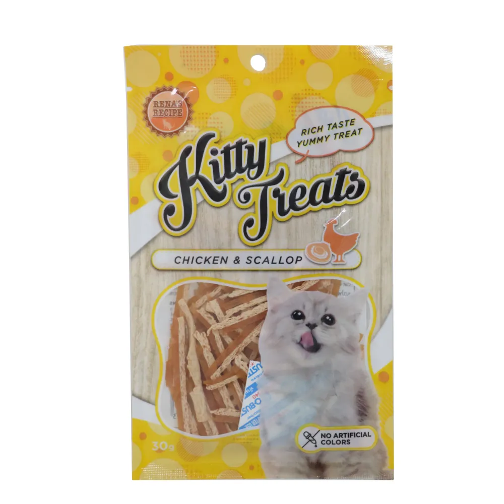 Kitty Treats Chicken with Scallop, Chicken with Shrimp Flavour and Soft Chicken Jerky Sliced Cat Treats Combo