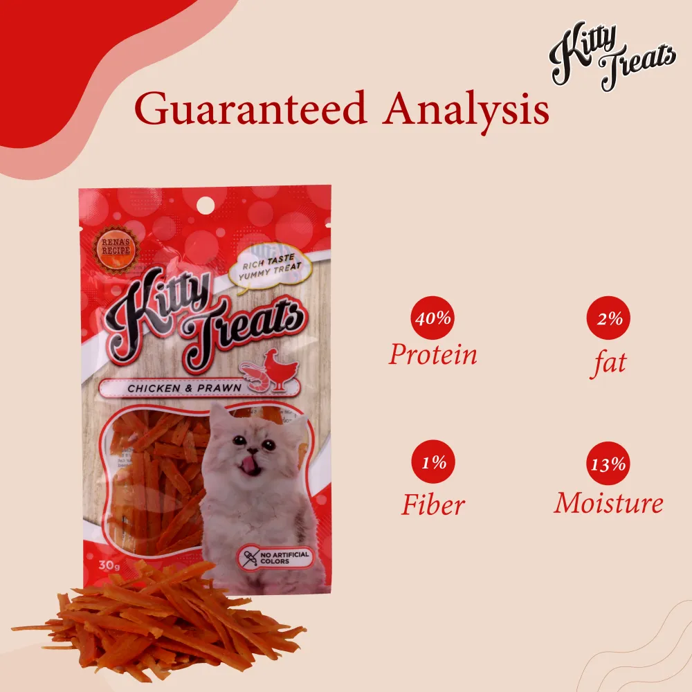 Kitty Treats Soft Chicken and Tuna, Chicken with Shrimp Flavour and Soft Chicken Jerky Sliced Cat Treats Combo