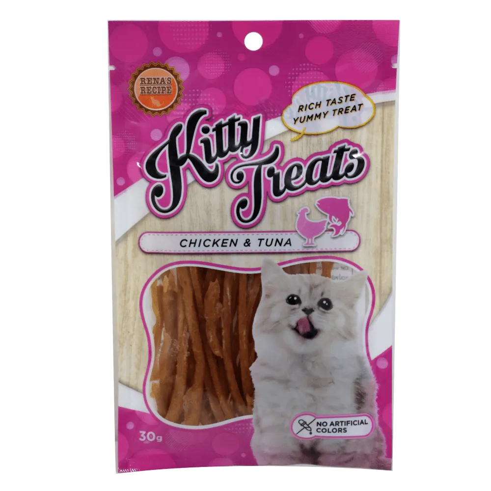Kitty Treats Soft Chicken and Tuna, Chicken with Shrimp Flavour and Soft Chicken Jerky Sliced Cat Treats Combo