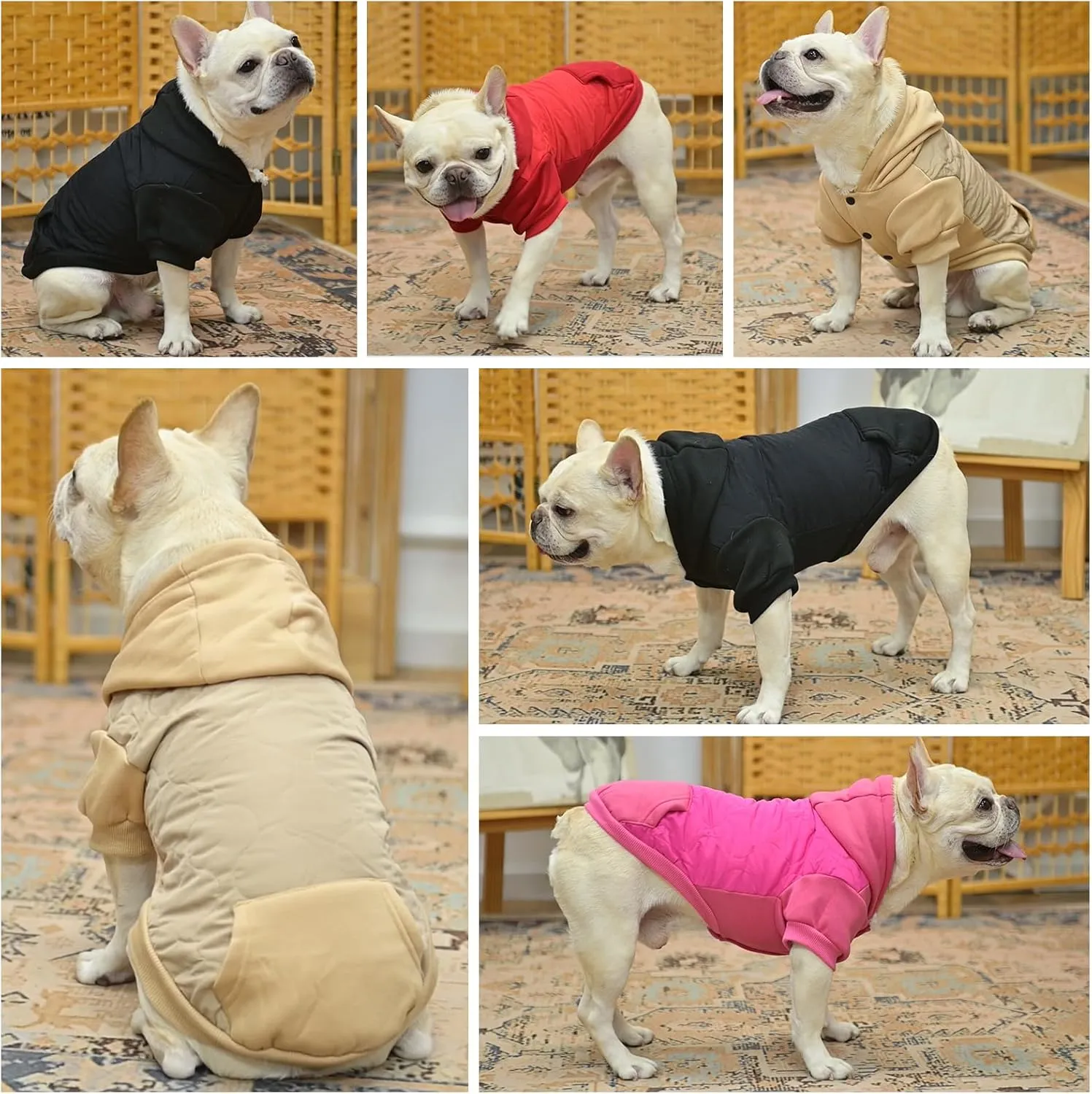 KOOLTAIL Warm Winter Coat for Small Dogs, Waterproof Jacket with Leash Hole, Cold Weather Vest for Winter, Soft Pet Hoodie Sweater Sweatshirt Clothes Outfit for Puppy Cats Girls Boys Red L