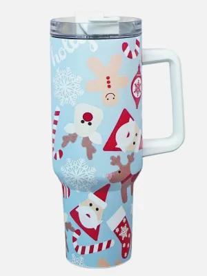 Little Surprise Box Christmas Vacum insulated stainless steel Tumbler with lid and straw, 1 litre
