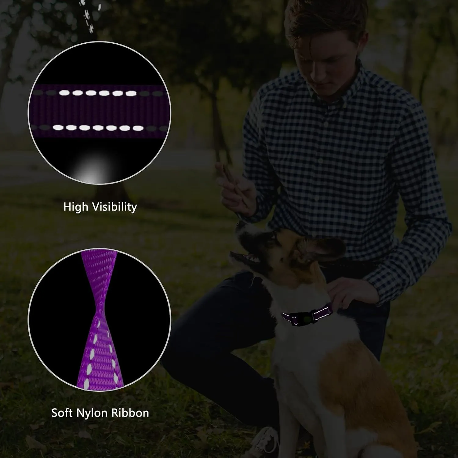 Martingale Dog Collar and Leash Set Martingale Collars for Dogs Reflective Martingale Collar for Small Medium Large Dogs(Purple&S)