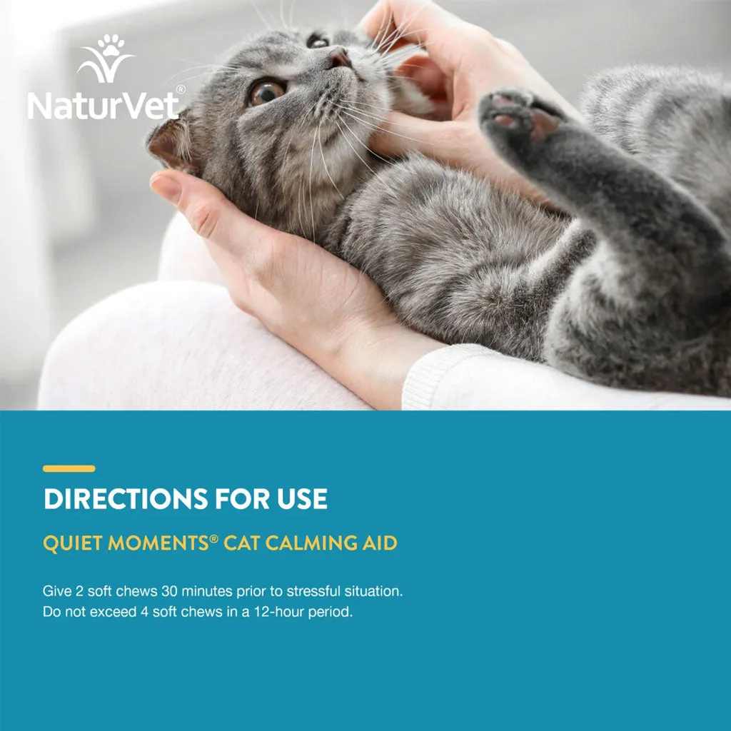 NaturVet Quiet Moments Calming Aid Plus Melatonin Soft Chews for Cats, 60 count