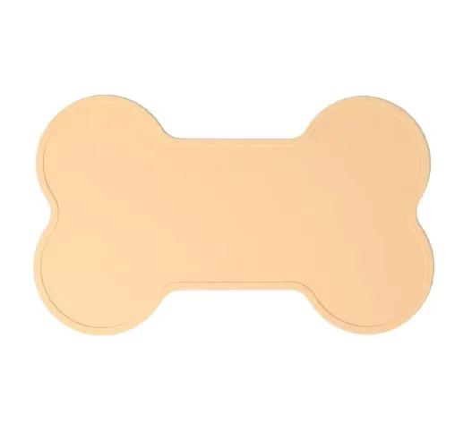Non Slip Raised Lip Bone Pet Feeding Mat - Soft Mauve