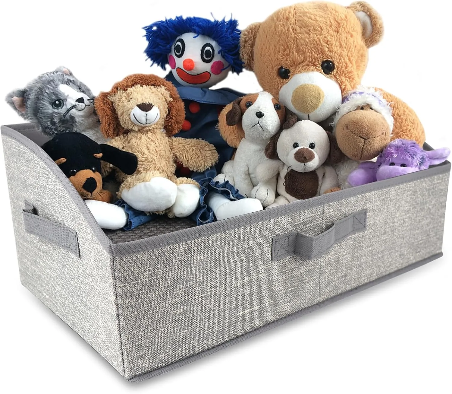 Non-woven Fabric Dog Toys Storage Box & Dog Accessories Basket with 3 Handles, Foldable and Portable Dog Toy Bin, Perfect for Pet Toys and Blankets, Grey