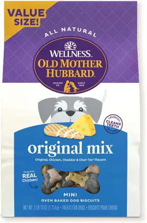 Old Mother Hubbard by Wellness Classic Original Mix Natural Dog Treats, Crunchy Oven-Baked Biscuits, Ideal for Training, Mini Size, 3.8 pound bag