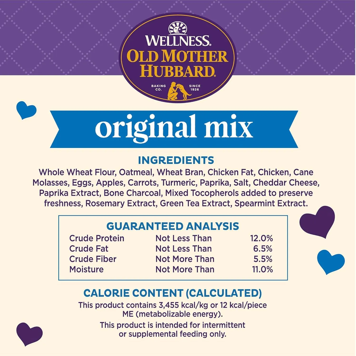Old Mother Hubbard by Wellness Classic Original Mix Natural Dog Treats, Crunchy Oven-Baked Biscuits, Ideal for Training, Mini Size, 3.8 pound bag
