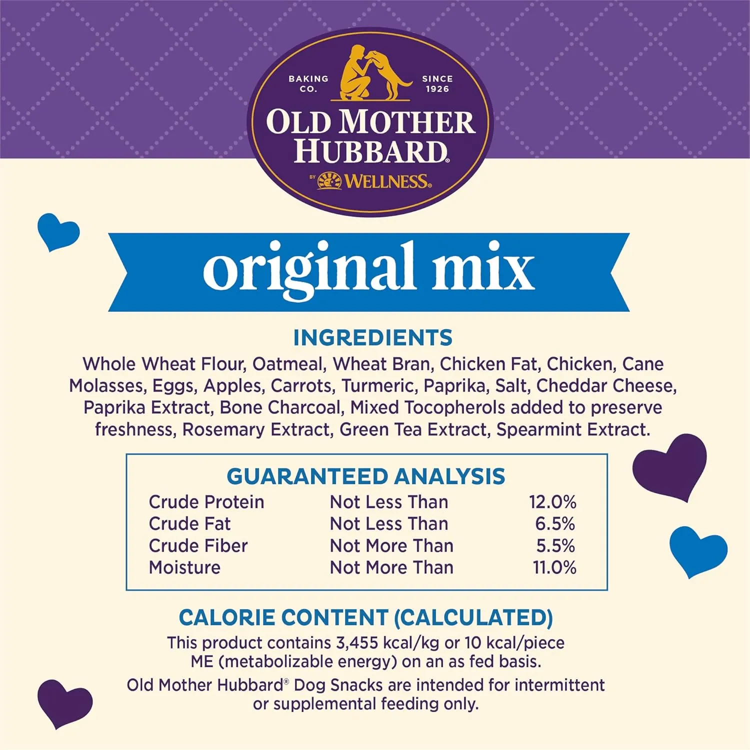 Old Mother Hubbard by Wellness Classic Original Mix Natural Dog Treats, Crunchy Oven-Baked Biscuits, Ideal for Training, Mini Size, 3.8 pound bag