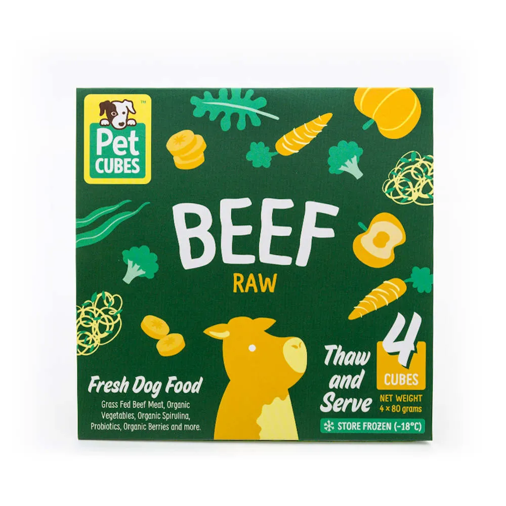 PetCubes Raw Beef Grain-Free Frozen Dog Food 2.25kg