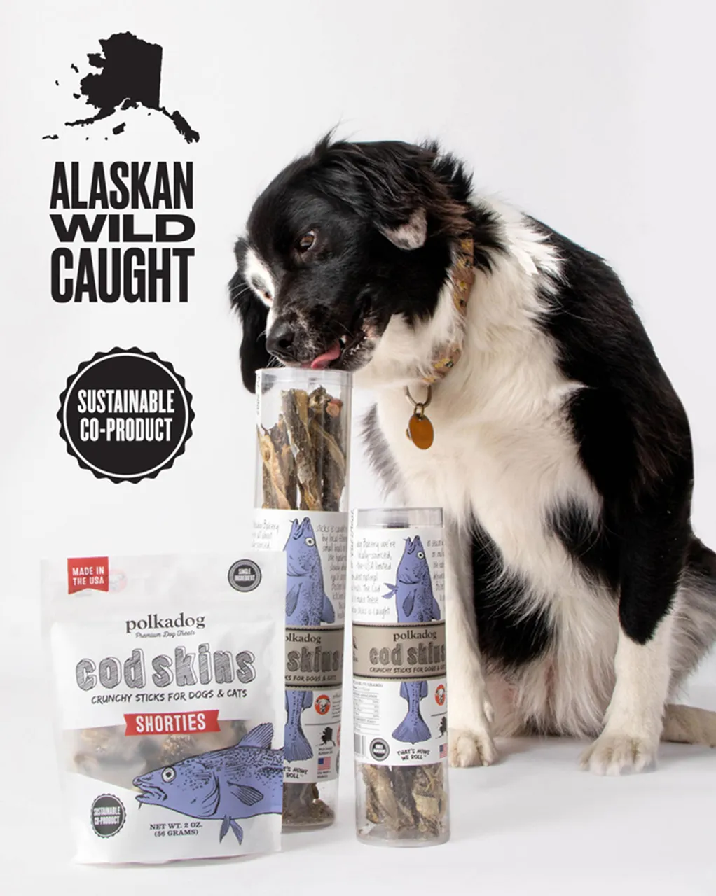 Polkadog Dog and Cat Treats, Cod Skins