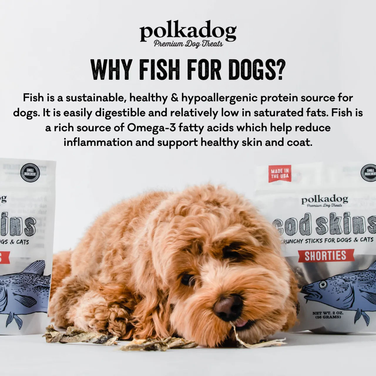 Polkadog Dog and Cat Treats, Cod Skins