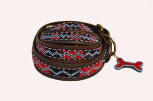 "Bushman" Leather Beaded Dog Collars