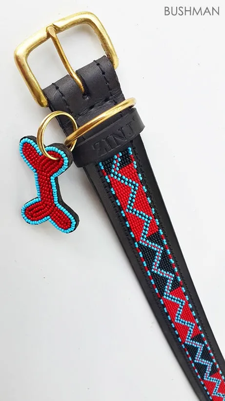 "Bushman" Leather Beaded Dog Collars