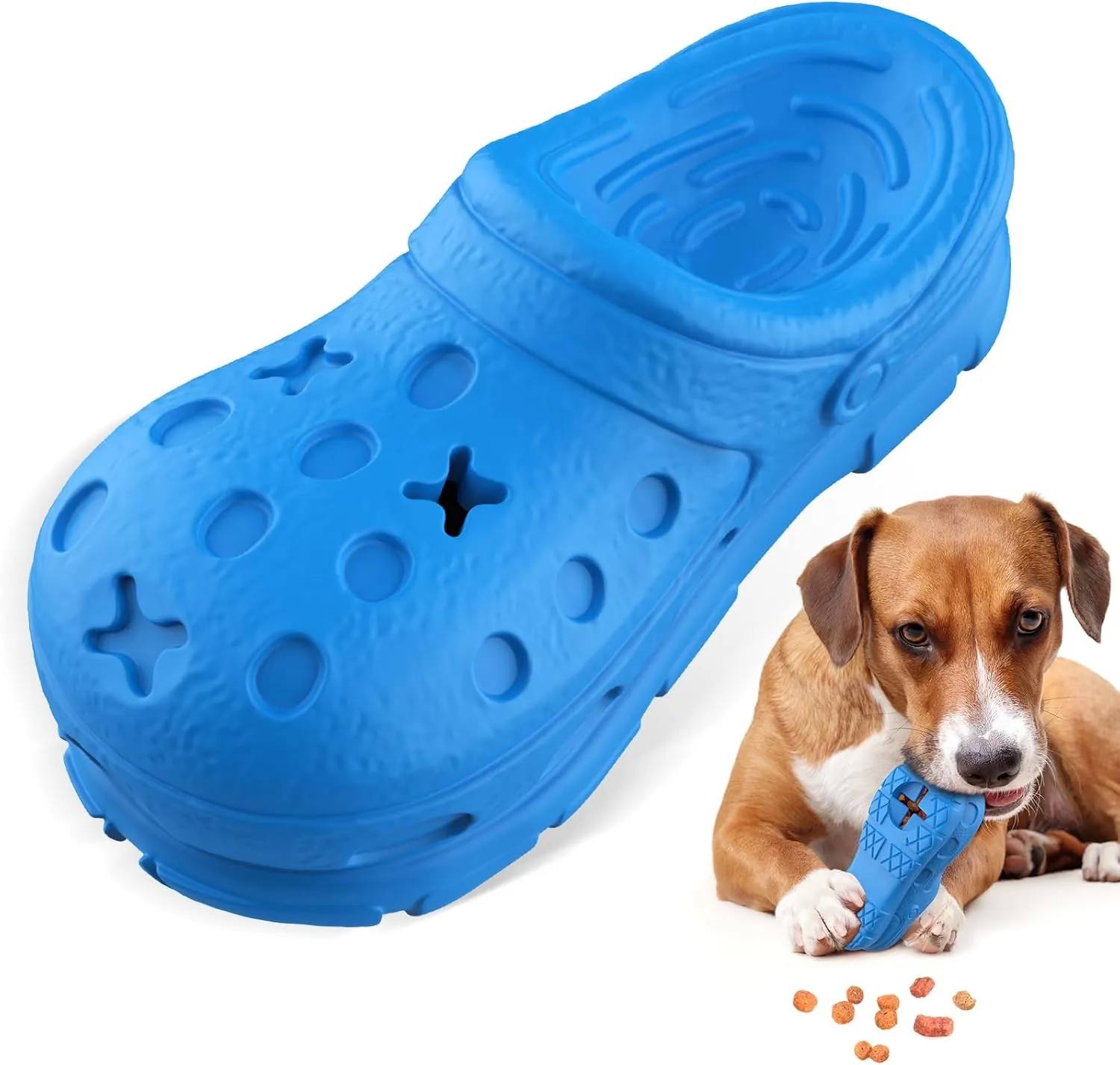 RUXAN Indestructible Dog Chew Toy for Large Dogs, Natural Rubber, Blue, Beef Scented, Interactive, Chew Toy for Aggressive Chewers
