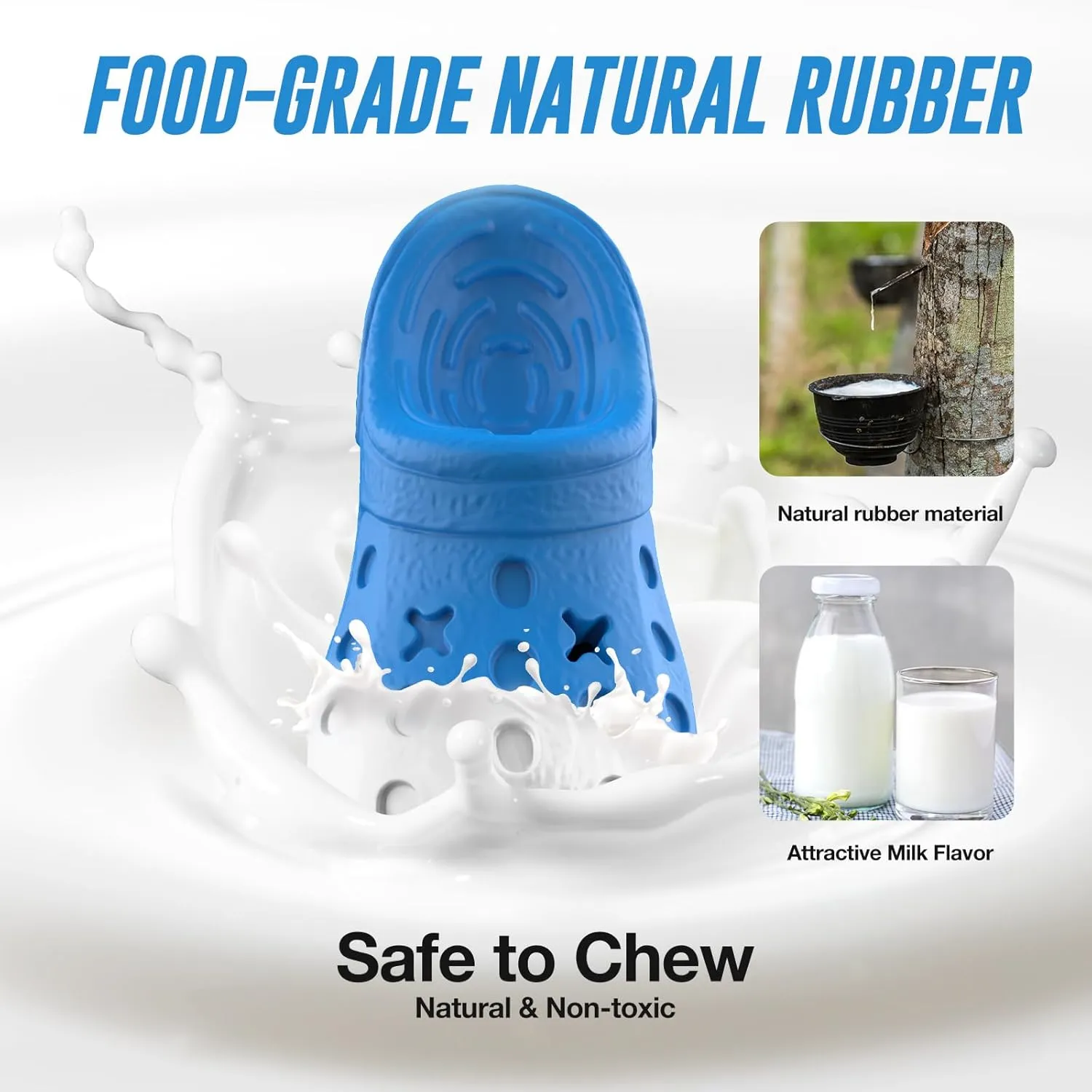 RUXAN Indestructible Dog Chew Toy for Large Dogs, Natural Rubber, Blue, Beef Scented, Interactive, Chew Toy for Aggressive Chewers