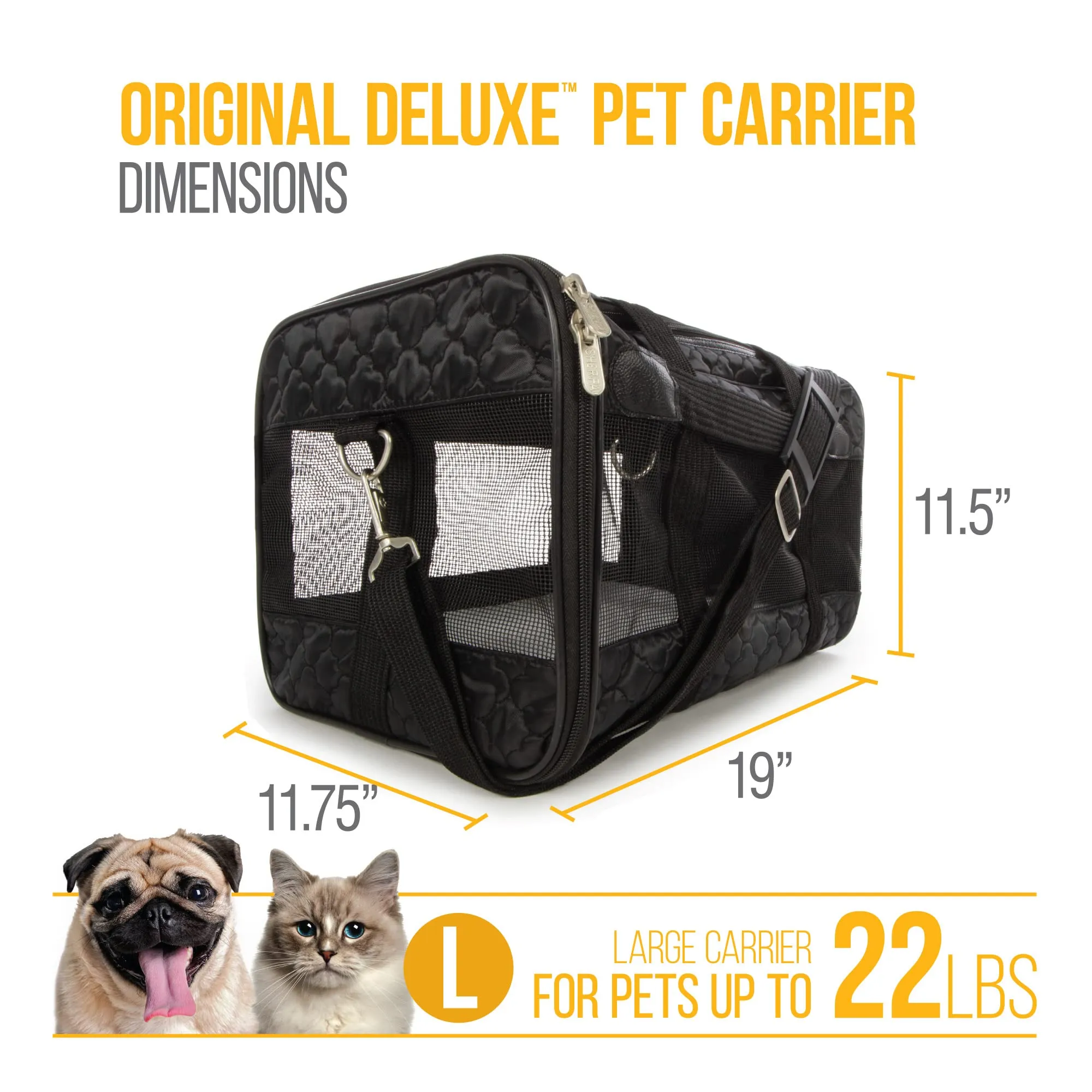 Sherpa Original Deluxe Airline Approved Travel Pet Carrier - Black - Medium