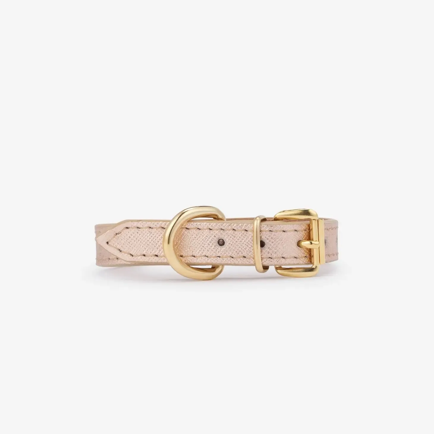 Small Dog Collar in Rose Gold Leather (Made in Italy) (CLEARANCE)