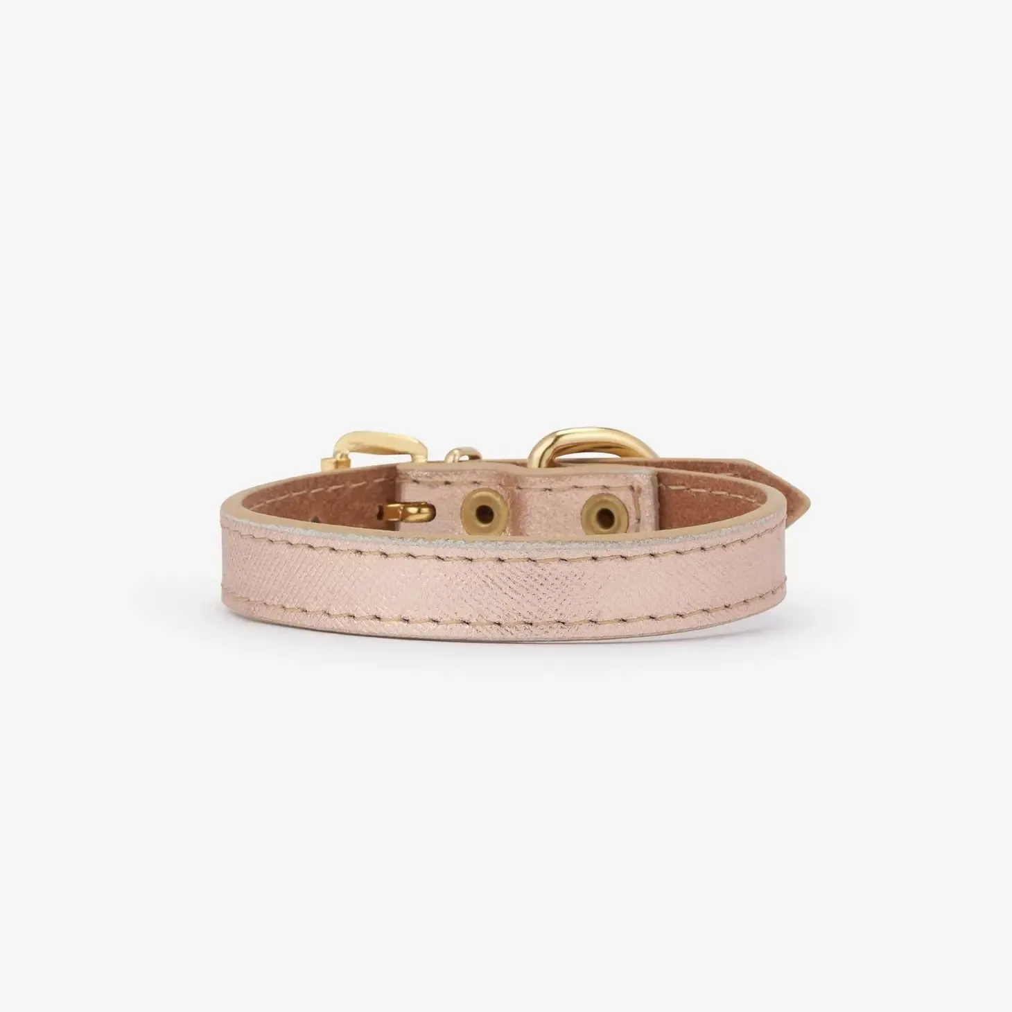 Small Dog Collar in Rose Gold Leather (Made in Italy) (CLEARANCE)