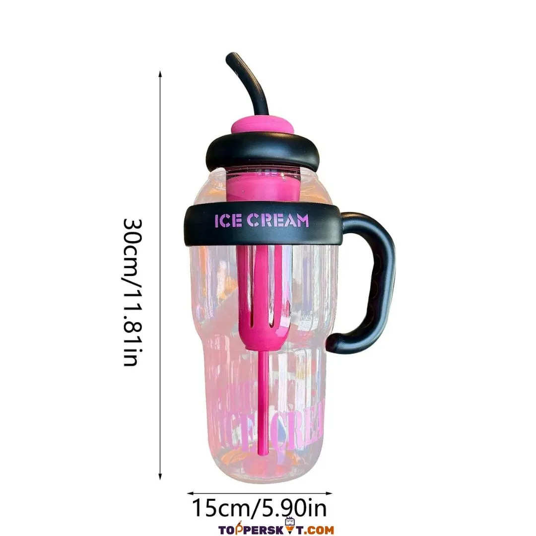 Summer Large Water Cup Straw Clear Coffee Cup Water Bottle (Pack of 1)