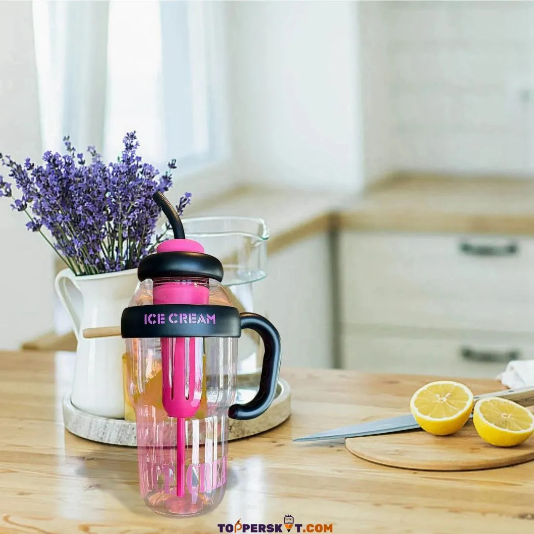 Summer Large Water Cup Straw Clear Coffee Cup Water Bottle (Pack of 1)