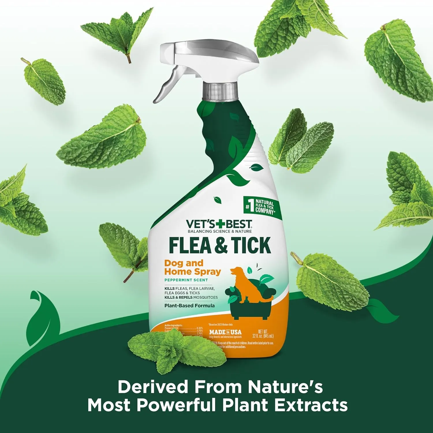 Vets Best Flea and Tick Home Spray  Plant-Based Flea and Tick Treatment for Dogs and Indoor Use  Natural Spray with Essential Oils for Pest Control in Home  32 oz Bottles, 2 Pack