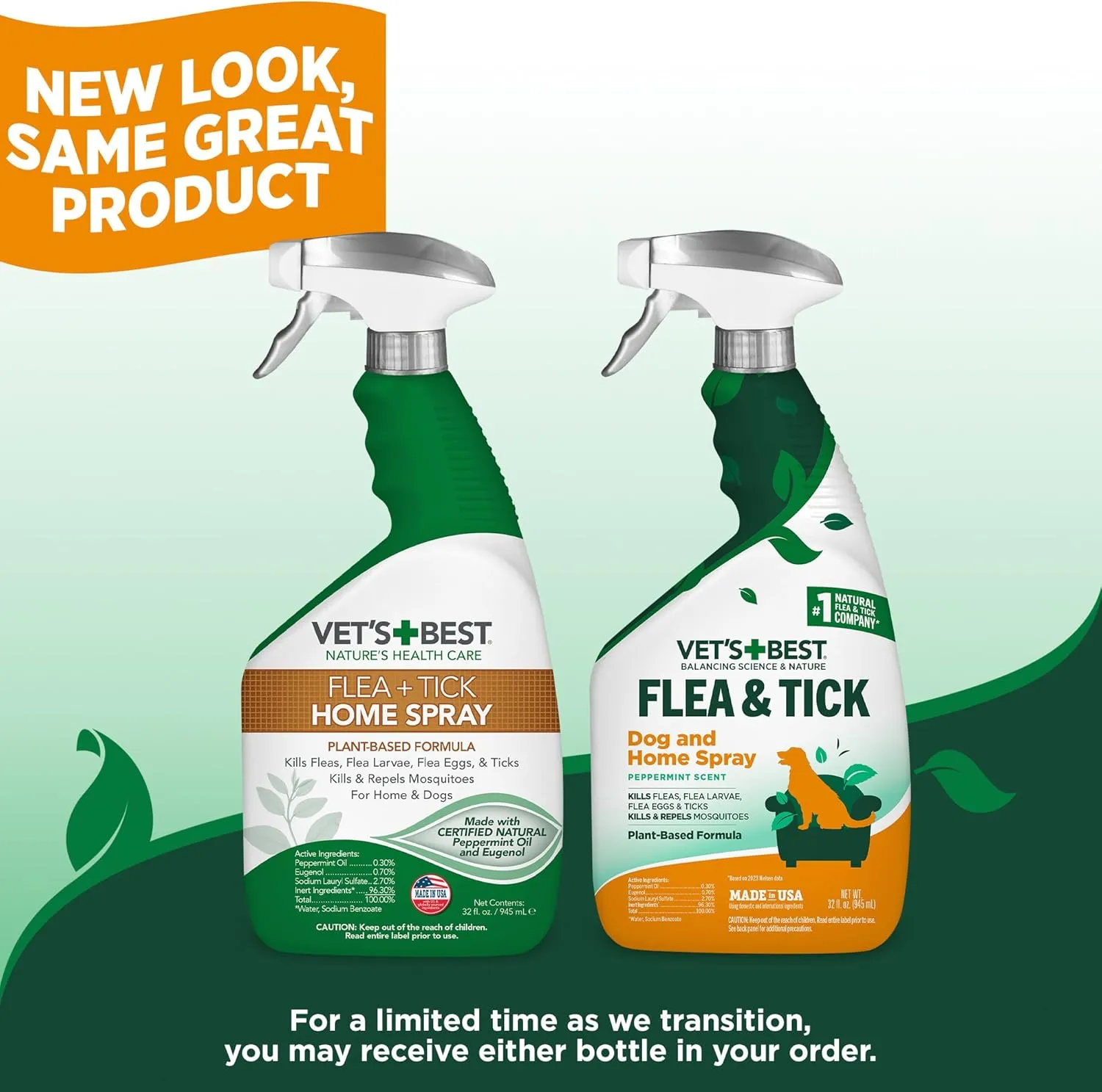Vets Best Flea and Tick Home Spray  Plant-Based Flea and Tick Treatment for Dogs and Indoor Use  Natural Spray with Essential Oils for Pest Control in Home  32 oz Bottles, 2 Pack