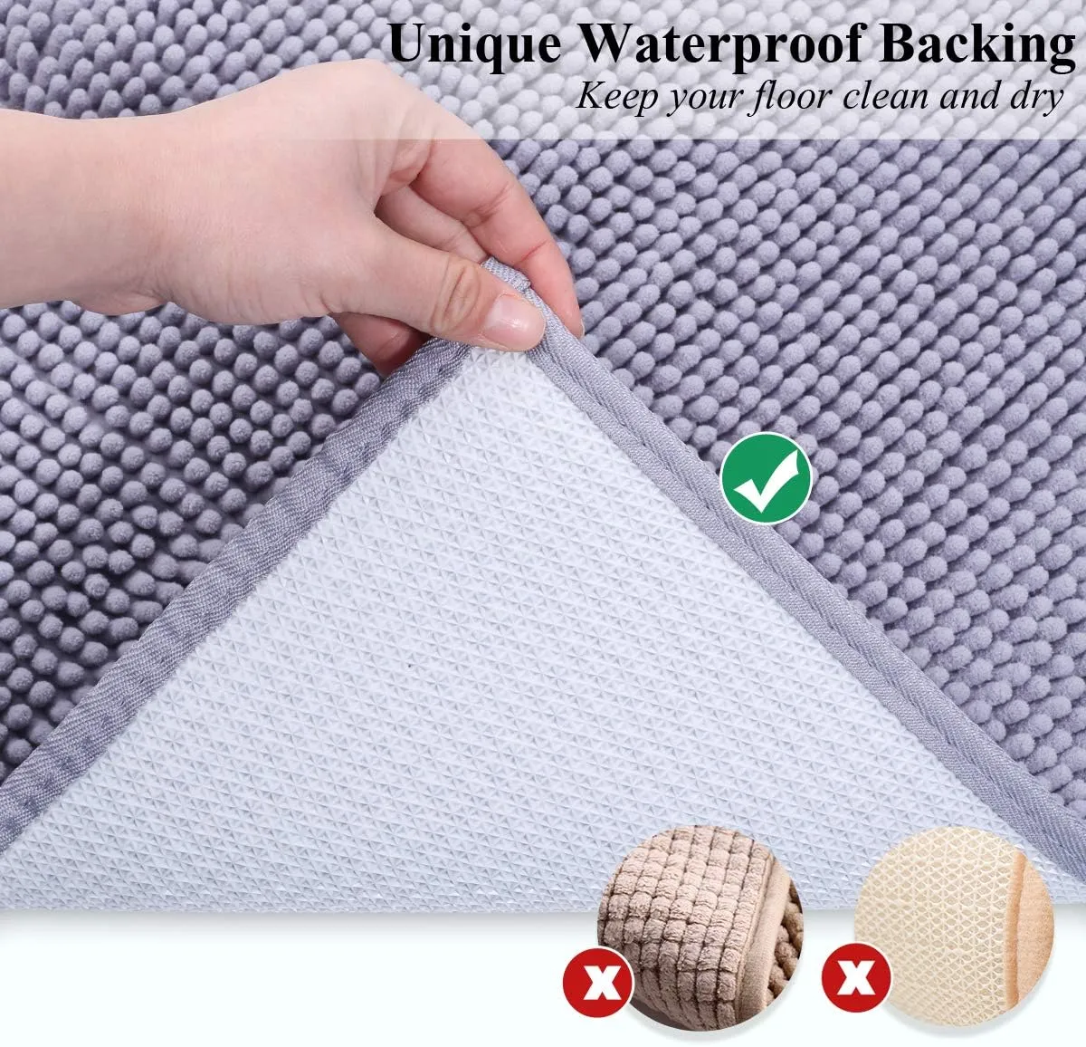 VIVAGLORY Cat Litter Mat, Litter Trapping Mat, 31" 20" Cat Kitty Litter Rug with Waterproof Back, Super Soft for Cat's Paws, Machine Washable, Grey