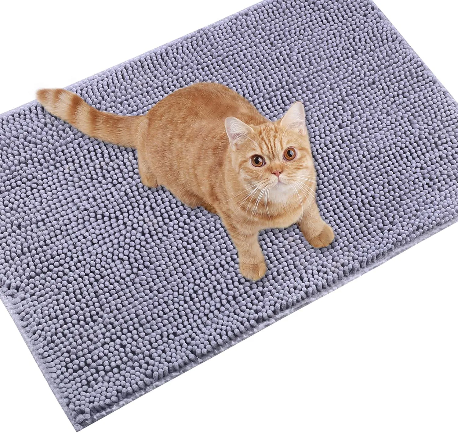 VIVAGLORY Cat Litter Mat, Litter Trapping Mat, 31" 20" Cat Kitty Litter Rug with Waterproof Back, Super Soft for Cat's Paws, Machine Washable, Grey