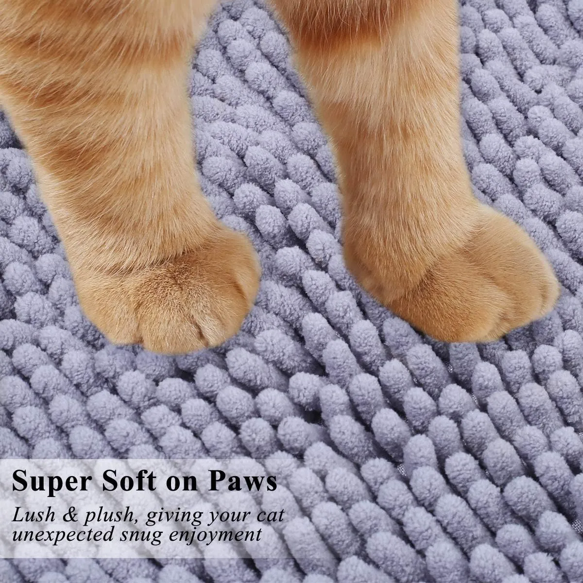 VIVAGLORY Cat Litter Mat, Litter Trapping Mat, 31" 20" Cat Kitty Litter Rug with Waterproof Back, Super Soft for Cat's Paws, Machine Washable, Grey